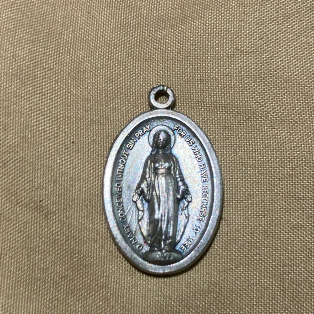 Silver Oval Religious Pendant